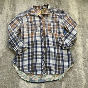 Aratta Silent Journey Tunic Top Womens Large Floral Boho Plaid Shirt Pockets